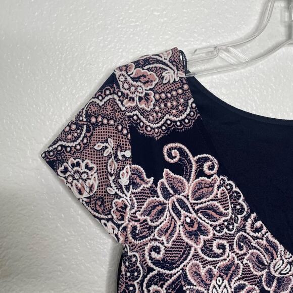 RN Studio Womens Dress Sz 4P Petite Blue Paisley Short Sleeve Lined Causal Wear - Picture 11 of 14